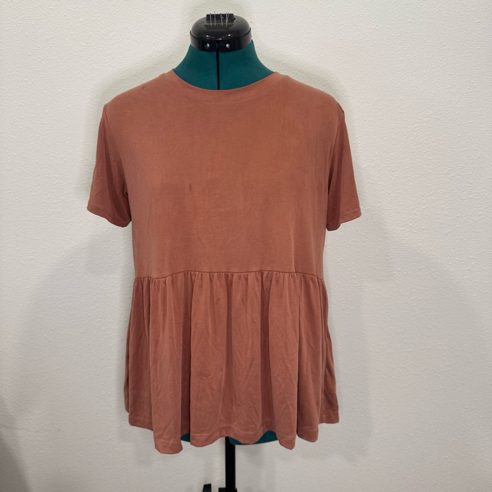 American Eagle Outfitters Terracotta Peplum Tee